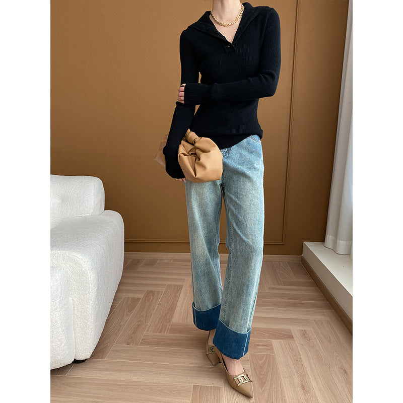 Damen Langarmshirt mit Knopfleiste Eveloria