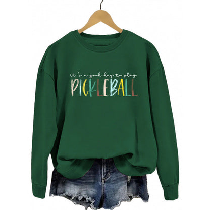 Damen Sweatshirt Bunt Pickleball-Druck Grau