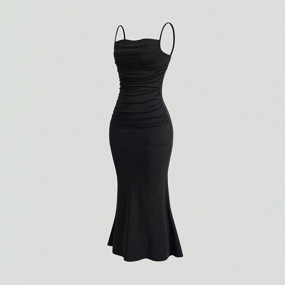 Damen Maxikleid Raffungen Schulterfrei Eveloria