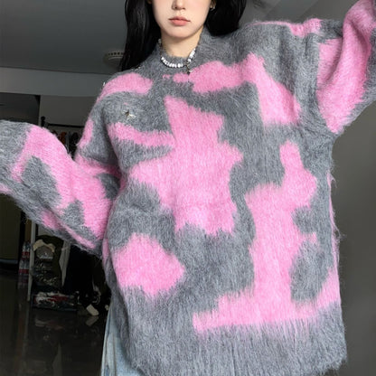 Damen Oversized Strickpullover Lässig Modern