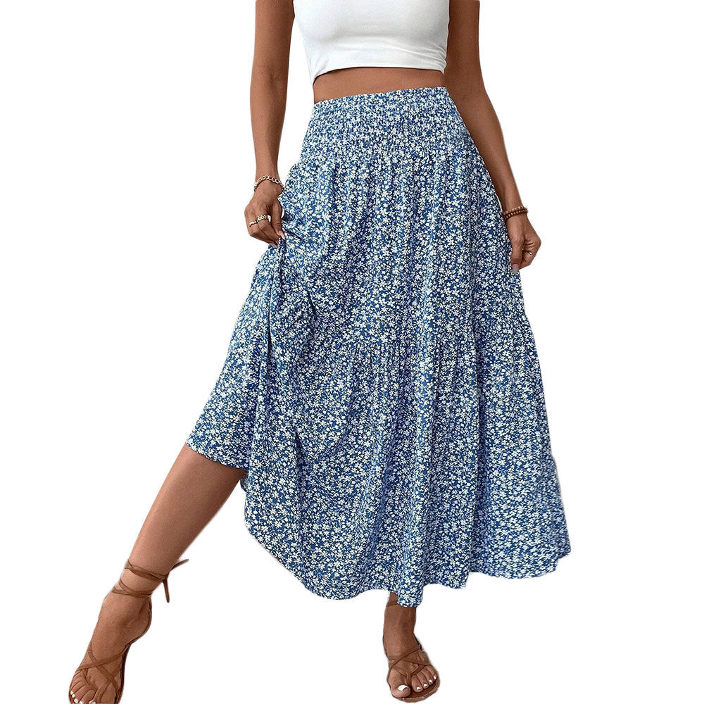 Damen Maxirock Floral Elastischer Bund