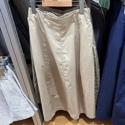 Damen Midirock Elastischer Bund Seitentaschen Eveloria