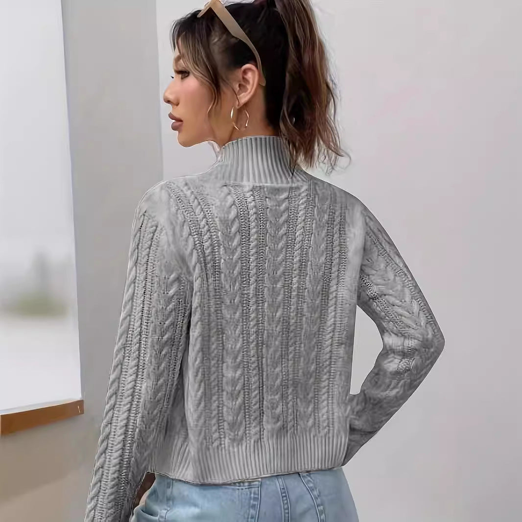 Damen Strickjacke Hochgeschlossen Mit Reißverschluss