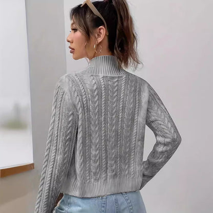 Damen Strickjacke Hochgeschlossen Mit Reißverschluss