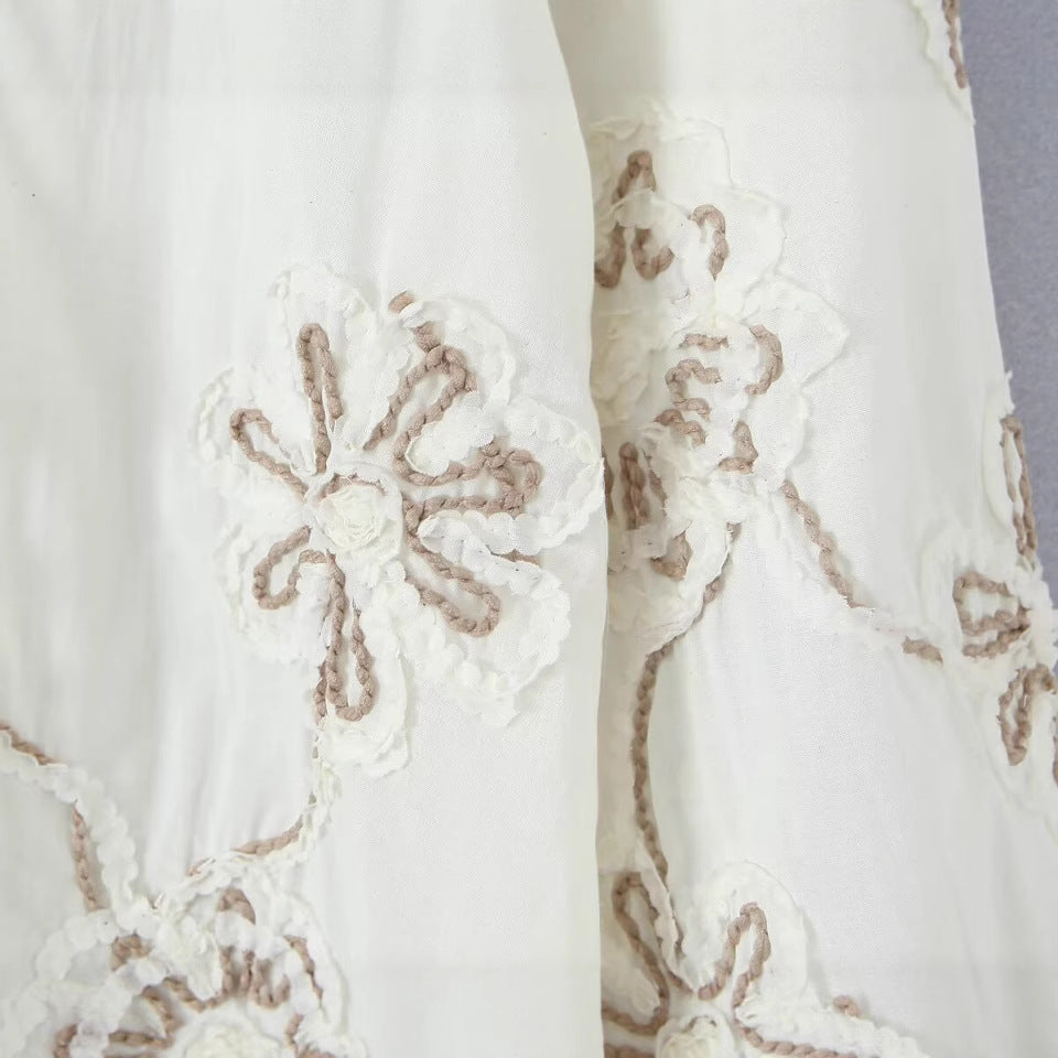 Damen Bluse mit Raffungen und Bestickung Eveloria
