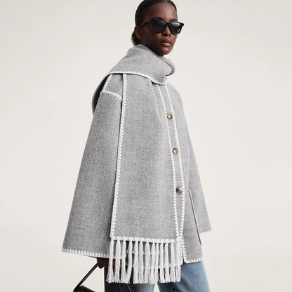 Damen Poncho aus Wolle Elegant Vielseitig Eveloria - Eveloria