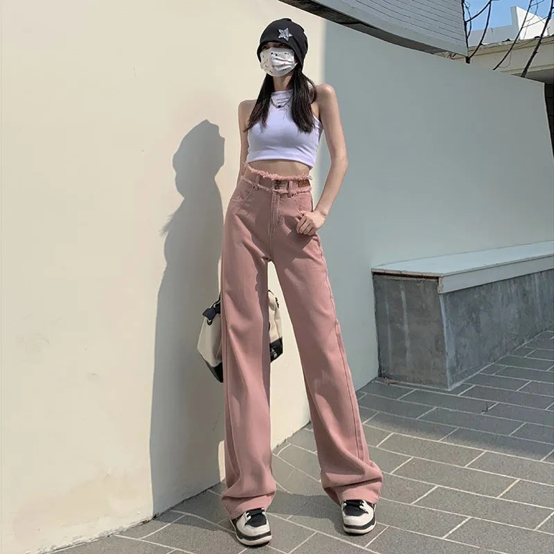 Damen High-Waist-Hose Weitgeschnitten Eveloria