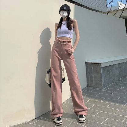 Damen High-Waist-Hose Weitgeschnitten Eveloria
