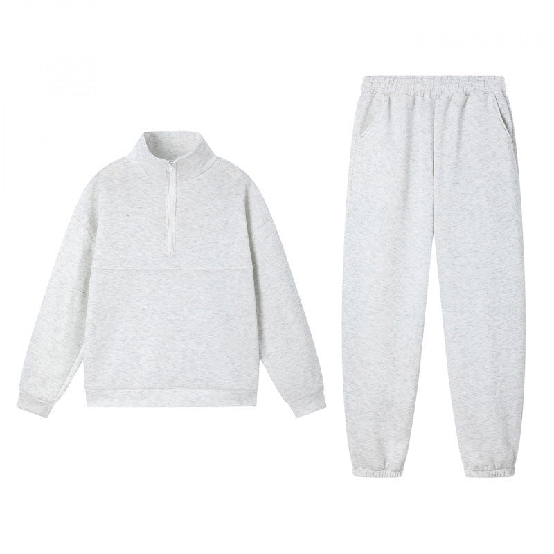 Damen Sweatshirt-Set Elastisch Hochkragen Grau Eveloria
