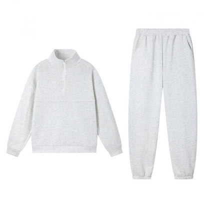 Damen Sweatshirt-Set Elastisch Hochkragen Grau Eveloria