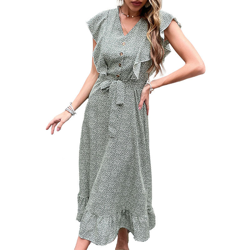 Damen Midi-Kleid Rüschendetails Taillierbar Eveloria