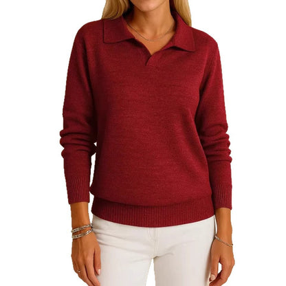 Damen Pullover Polo-Stil Eveloria Hochwertig