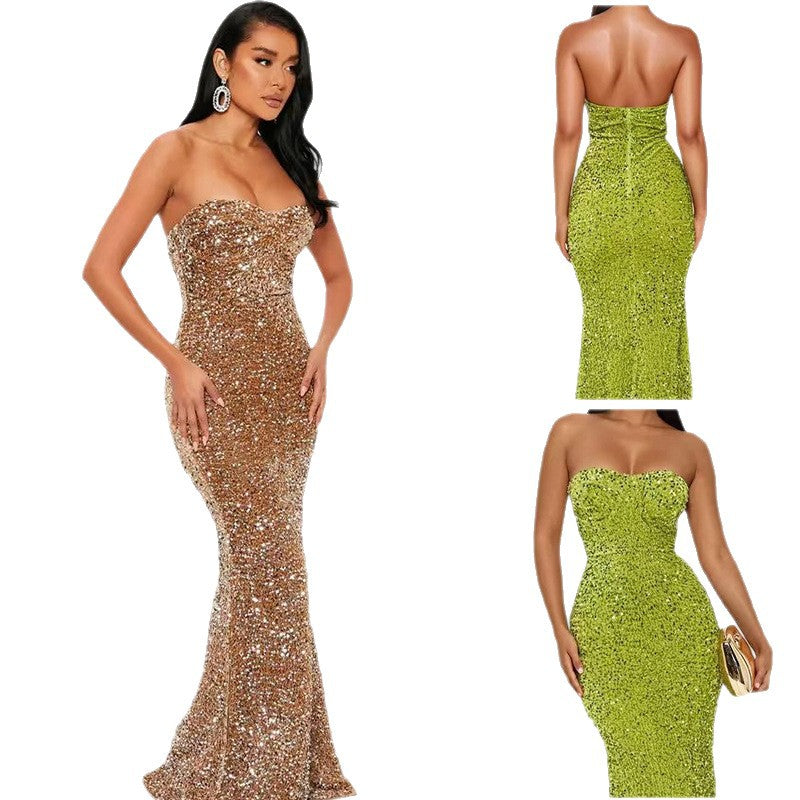 Damen Glitzerndes Abendkleid mit Bustier-Oberteil und schmalem Schnitt
