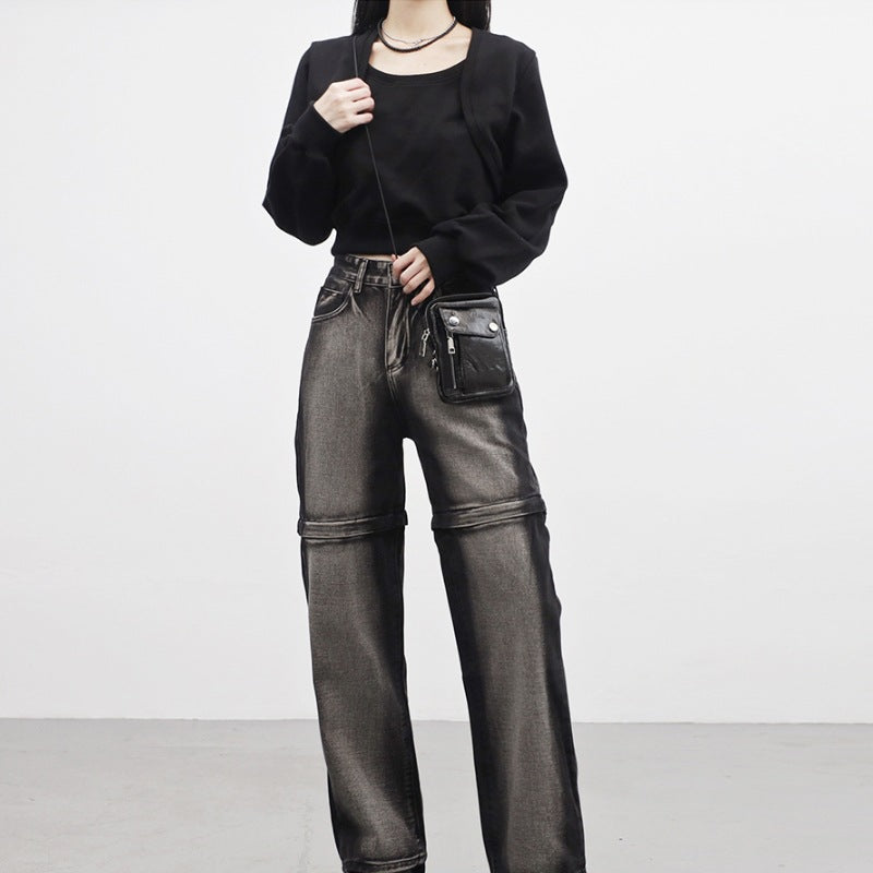 Damen Cropped Sweatjacke Weich Ärmel Eveloria