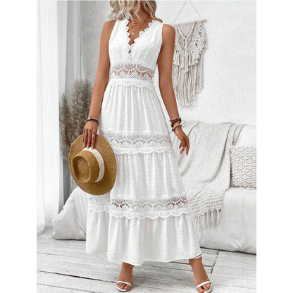 Eveloria Damen Spitzenkleid V-Ausschnitt