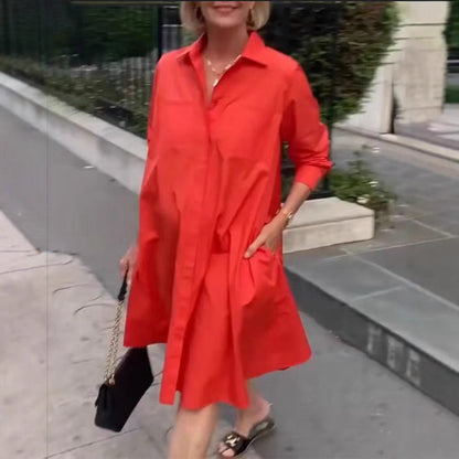 Damen A-Linie Hemdkleid mit Taschen Lässig Eveloria - Eveloria
