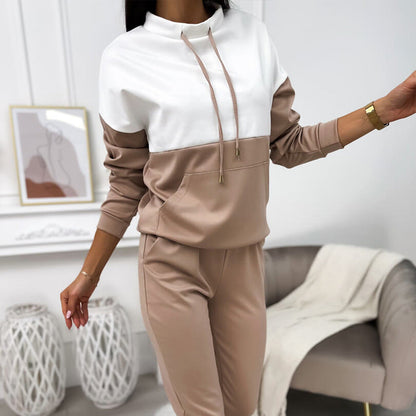 Damen Sportliches Lounge-Set Kapuze Elastisch Grau Eveloria