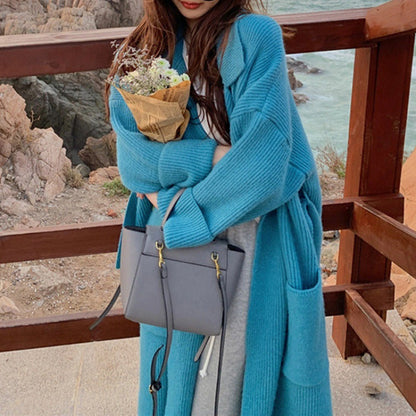 Damen Langstrickjacke Großzügige Taschen Lässiger Schnitt