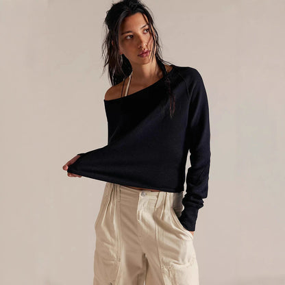 Damen Off-Shoulder Sweatshirt Eveloria Lässig