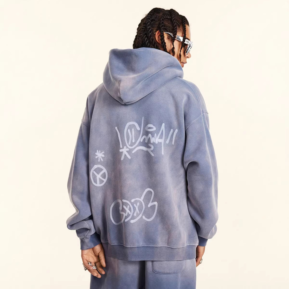 Damen Kapuzenjacke Graffiti-Print Eveloria