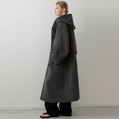 Damen Wollmantel Oversized mit Kapuze und Taschen Eveloria