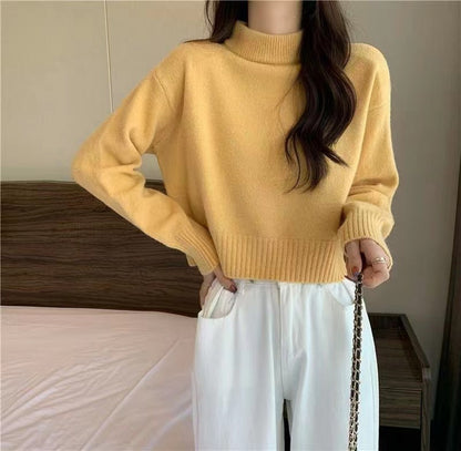 Damen Crop-Pullover Hochgeschlossener Kragen Eveloria