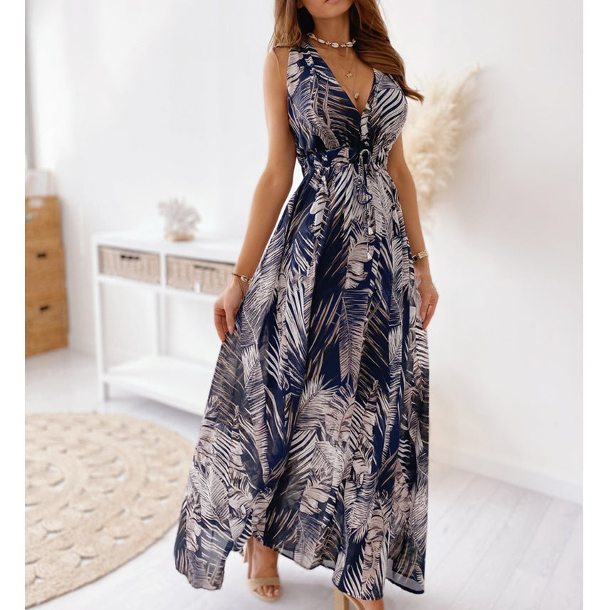Damen Maxikleid V-Ausschnitt Elastisch Eveloria