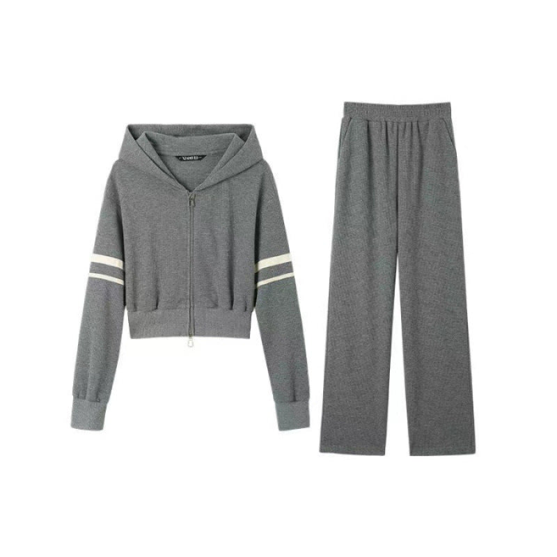 Damen Sportliches Hoodie Jogginghosen Set Baumwolle Weit Schnitt