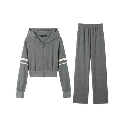 Damen Sportliches Hoodie Jogginghosen Set Baumwolle Weit Schnitt