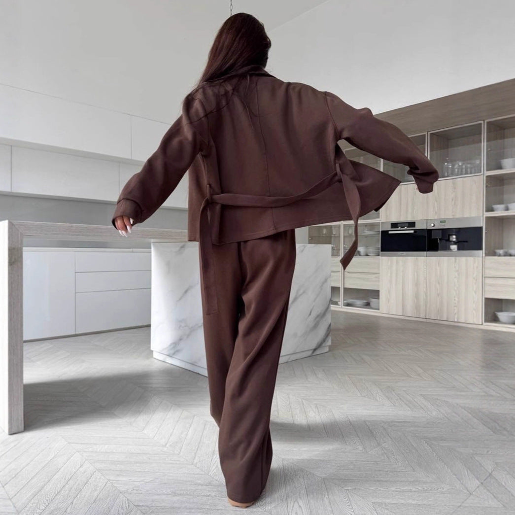 Damen Zweiteiler-Set mit Knöpfjacke und Hose