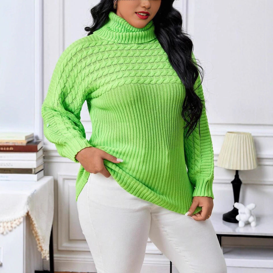 Damen Strickpullover Rollkragen Strukturiert Eveloria