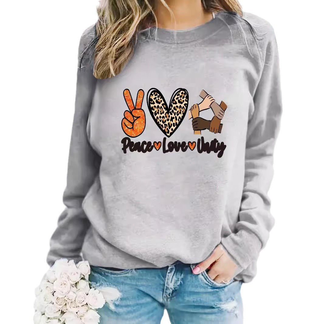 Damen Sweatshirt Peace Love Unity Motiv Eveloria