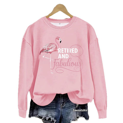 Damen Sweatshirt Flamingo-Motiv Baumwolle