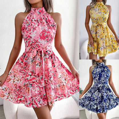 Damen Halterkleid Floralmuster Voluminöser Rock Eveloria - Eveloria