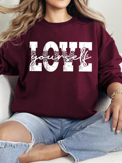 Damen Sweatshirt Kreativer Schriftzug Lässig Grau
