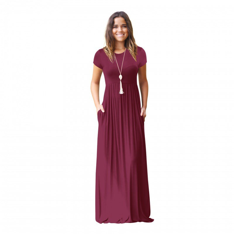 Damen Maxikleid mit Taschen Fließender Schnitt Eveloria