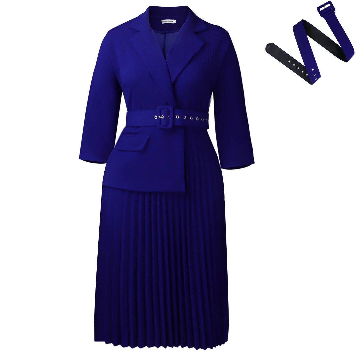 Damen Blazer-Kleid mit Plissee und Taillengürtel Eveloria