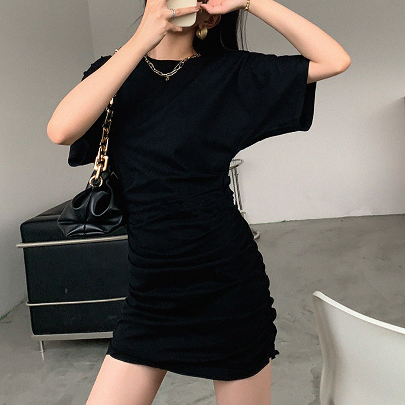 Damen Minikleid Raffung V-Ausschnitt Elegantes Design