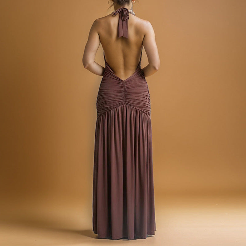 Damen Maxikleid V-Ausschnitt Drapiert Eveloria