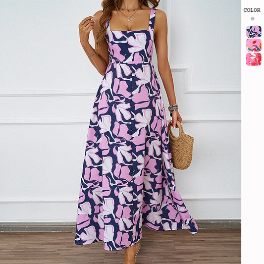 Damen Maxikleid Floralmuster Raffinierte Träger Eveloria - Eveloria