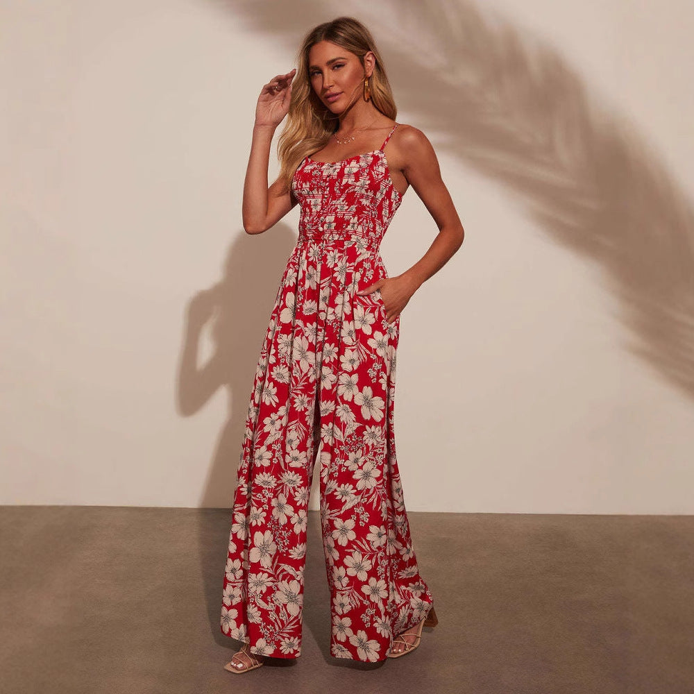 Damen Maxikleid Floralmuster Baumwolle Elegant