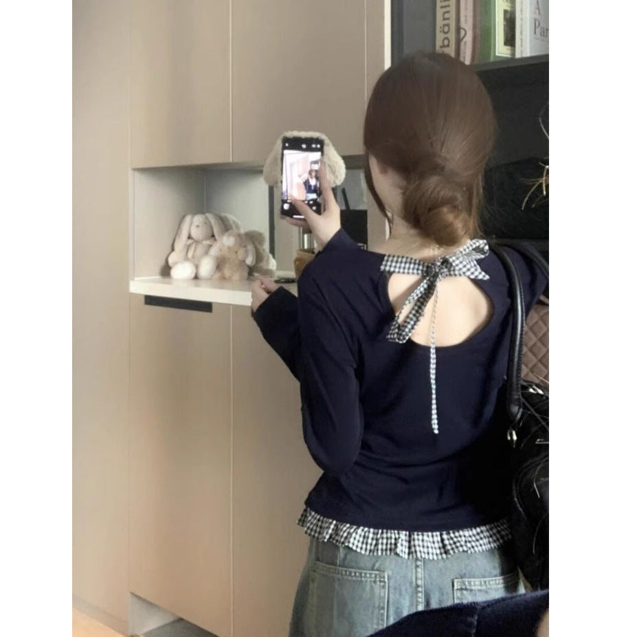 Damen Langarm-Oberteil Wickel-Effekt Elegant