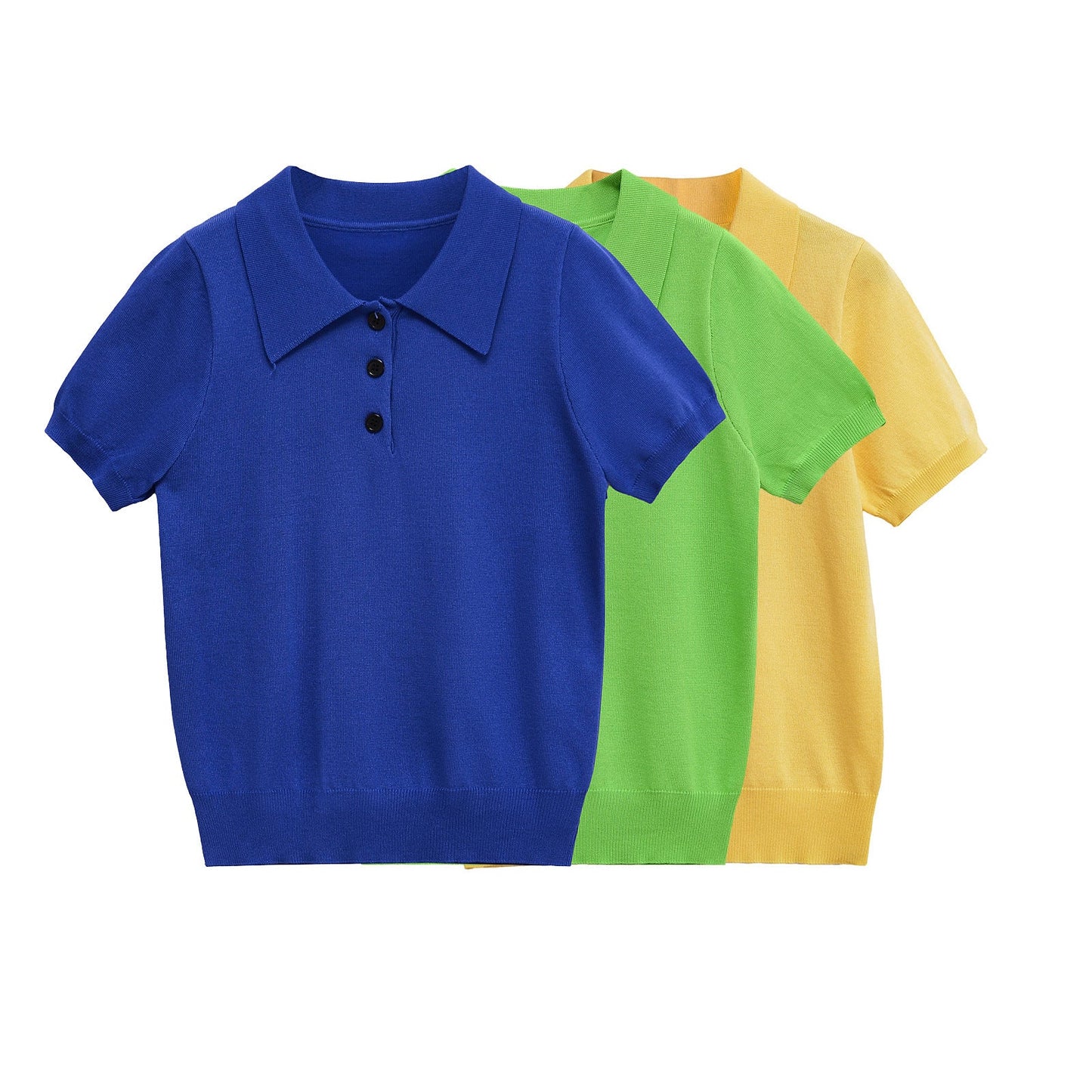 Damen Poloshirt Kurzärmelig Klassische Knöpfe Eveloria