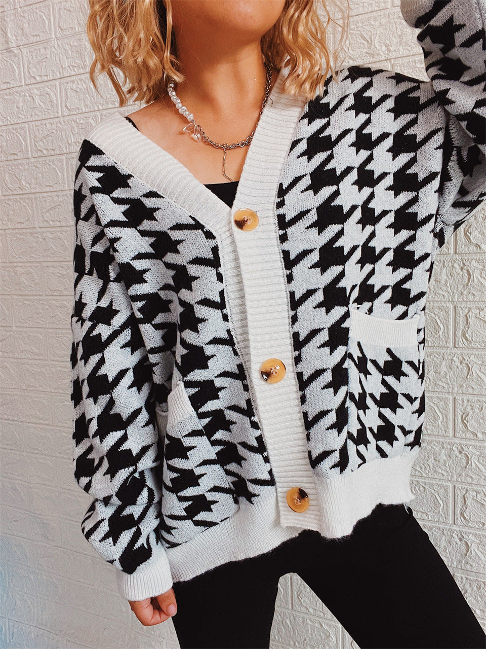 Damen Strickjacke Hundemuster Modern Eveloria