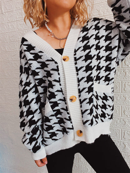 Damen Strickjacke Hundemuster Modern Eveloria