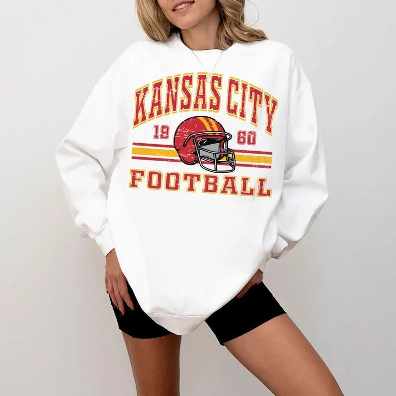 Damen Oversized Sweatshirt Football Motiv Eveloria