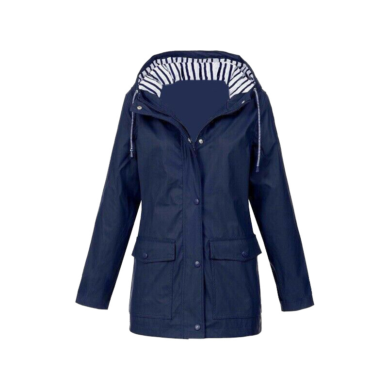 Damen Regenjacke mit Kapuze Reißverschluss