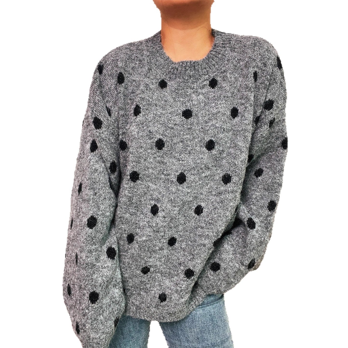 Damen Strickpullover Punktuelles Design Eveloria