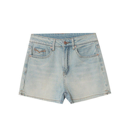 Damen Denim-Shorts Hochwerder mit Wasch-Effekt Blau