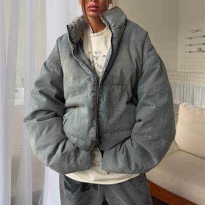 Damen Oversized Steppjacke Hochkragen Eveloria